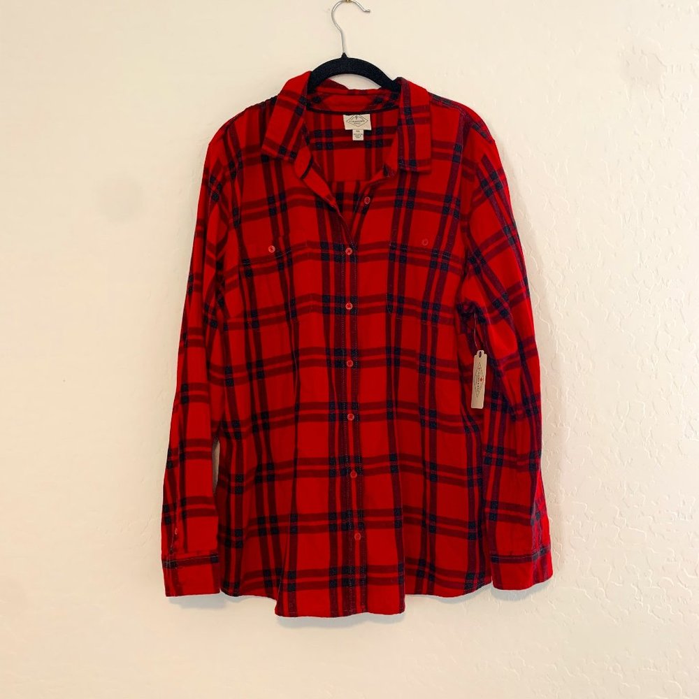 NWT St. John's Bay Red Plaid Shirt